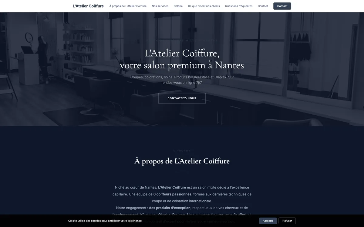 Aperçu du site L'Atelier Coiffure